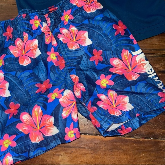 Hurley Kids Swim Set in Blue and Pink Floral - Picture 3 of 5